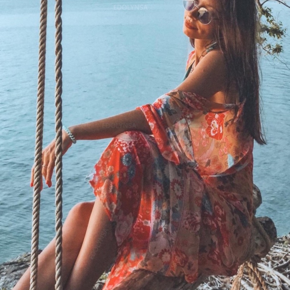 Beautiful Boho bird kimono wrap cover up - Picture 6 of 8